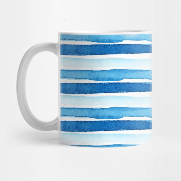 Abstract Blue Watercolor Stripes by LThomasDesigns